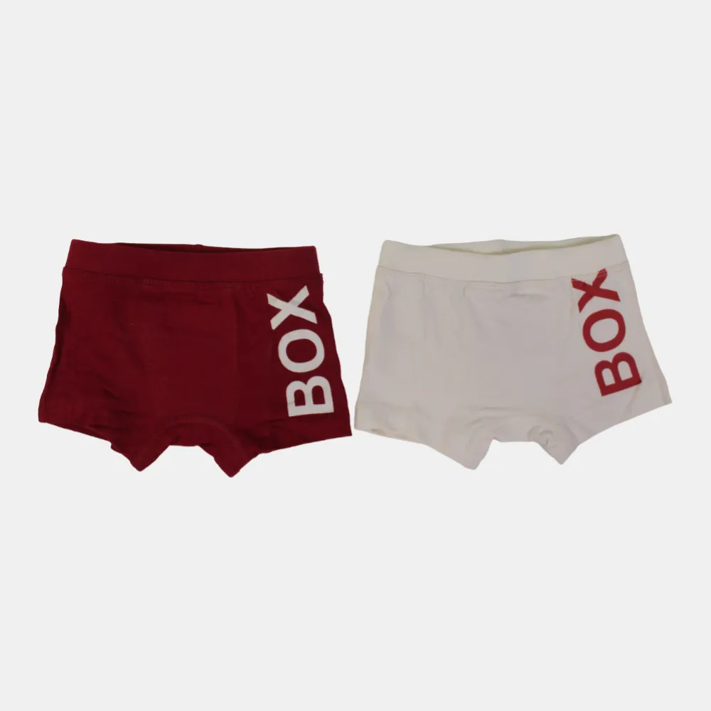 Baumwoll-Boxershorts für Jungen – Rot & Beige (2er Pack)