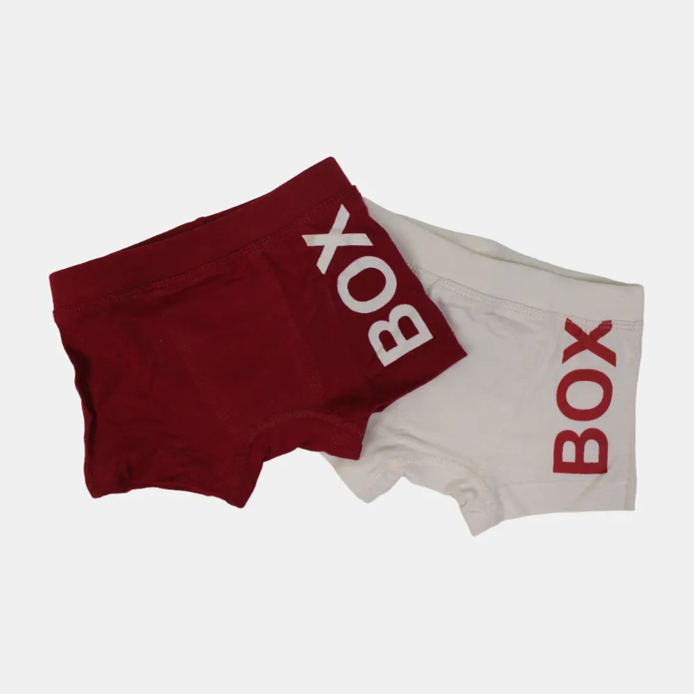 Baumwoll-Boxershorts für Jungen – Rot & Beige (2er Pack)