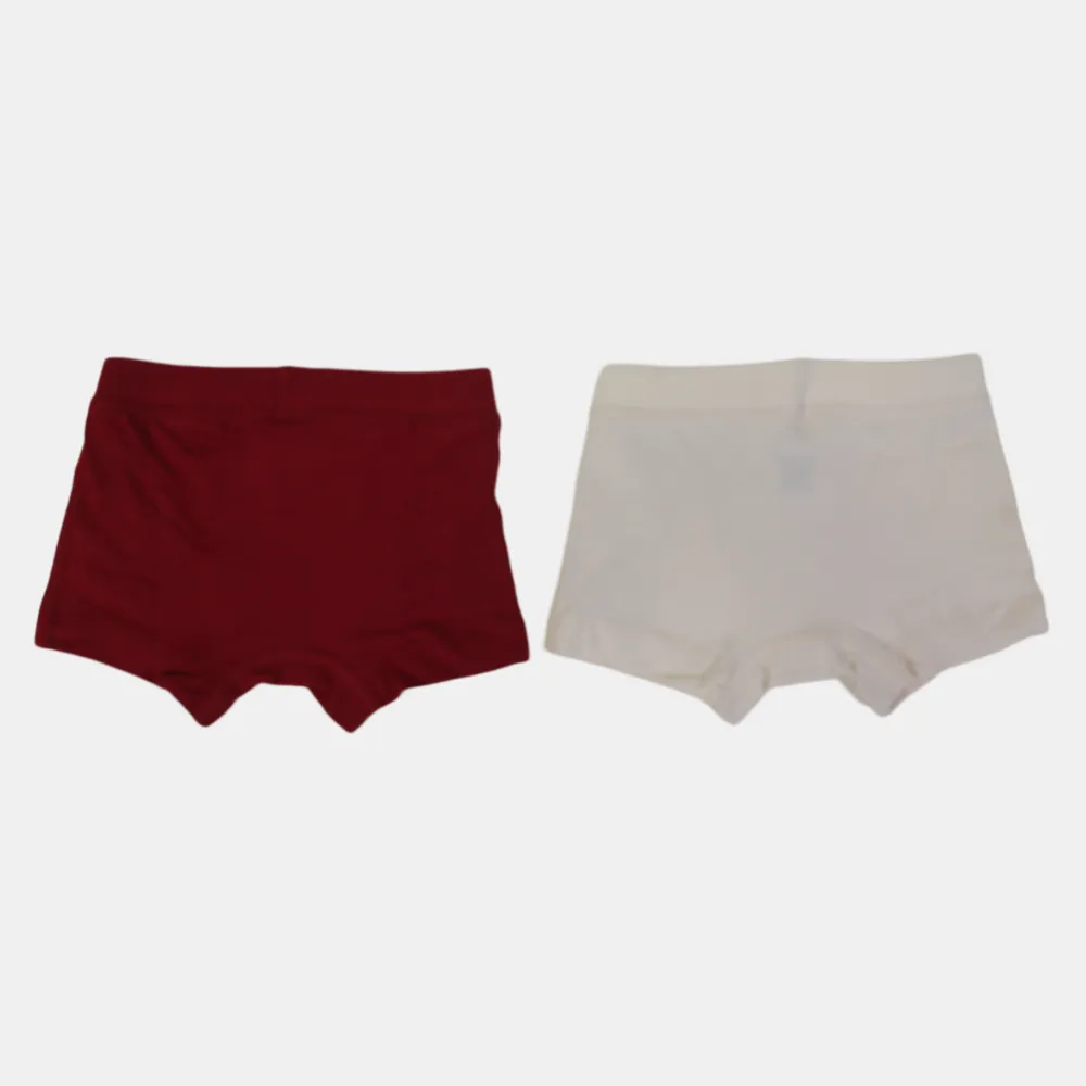 Baumwoll-Boxershorts für Jungen – Rot & Beige (2er Pack)