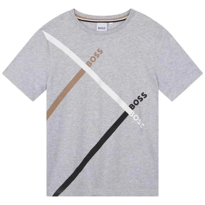 Jungen Baumwollgraues Kurzarm T-Shirt