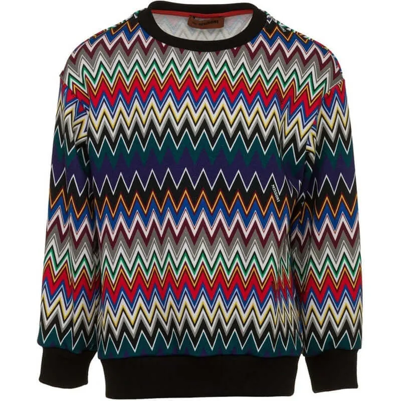 Jungen Baumwolle Mehrfarbig Zickzack Sweatshirt