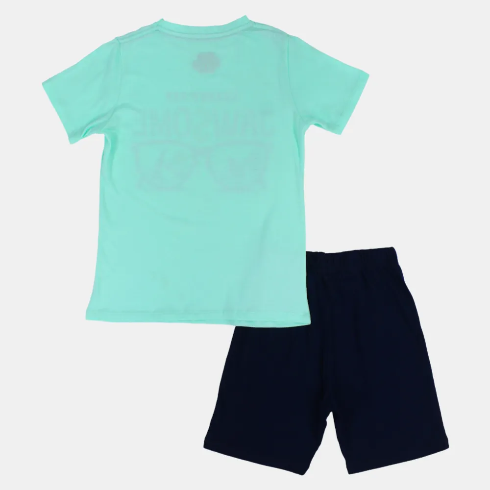 Baumwoll-Pyjama-Set für Jungen – Aqua
