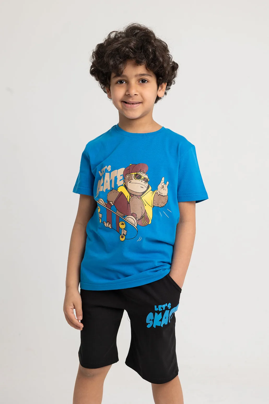 Jungen Baumwoll-Schlafanzug-Set – Blau Let’s Skate Design