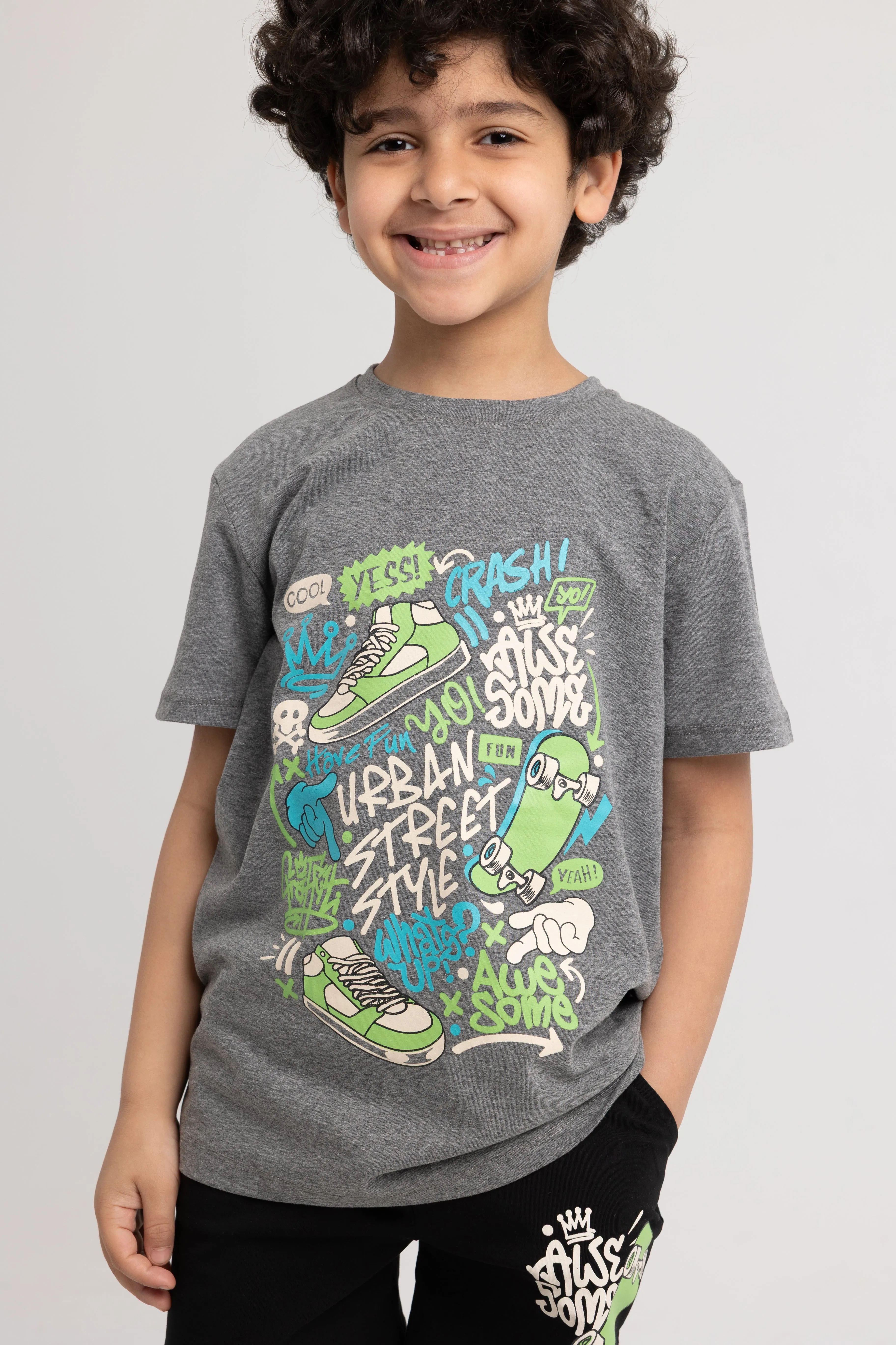 Baumwoll-Pyjama-Set für Jungen – Grau