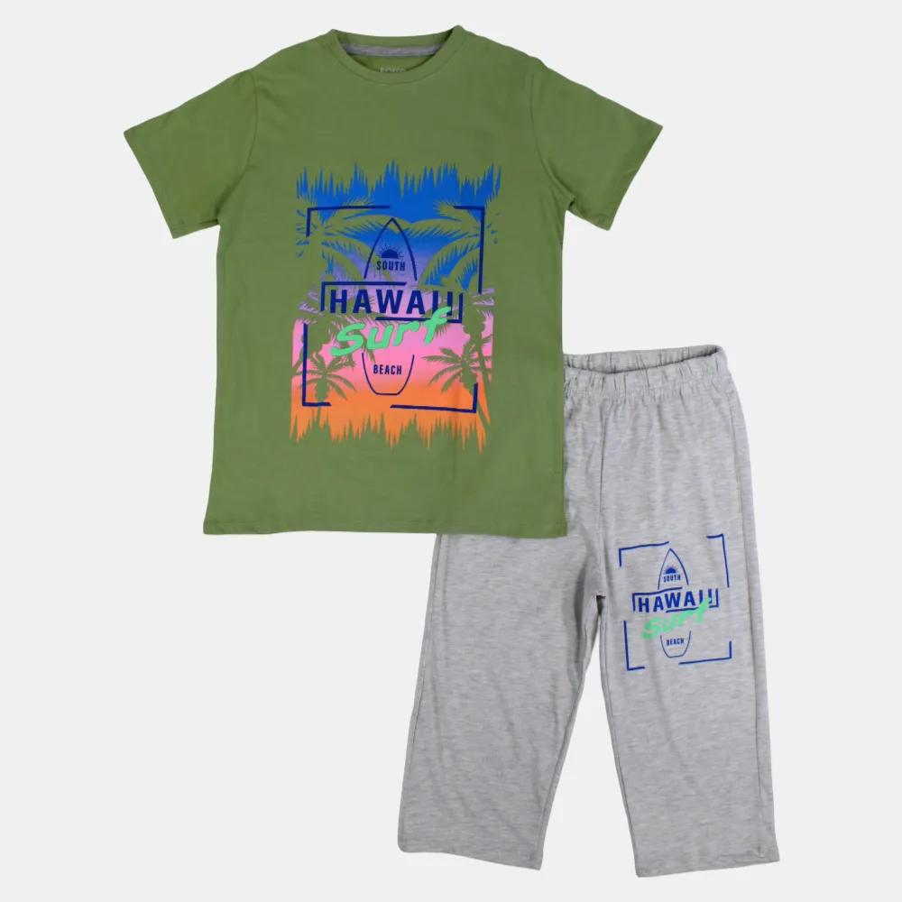 Jungen Baumwoll-Schlafanzug-Set - Hawaii Surf Druck