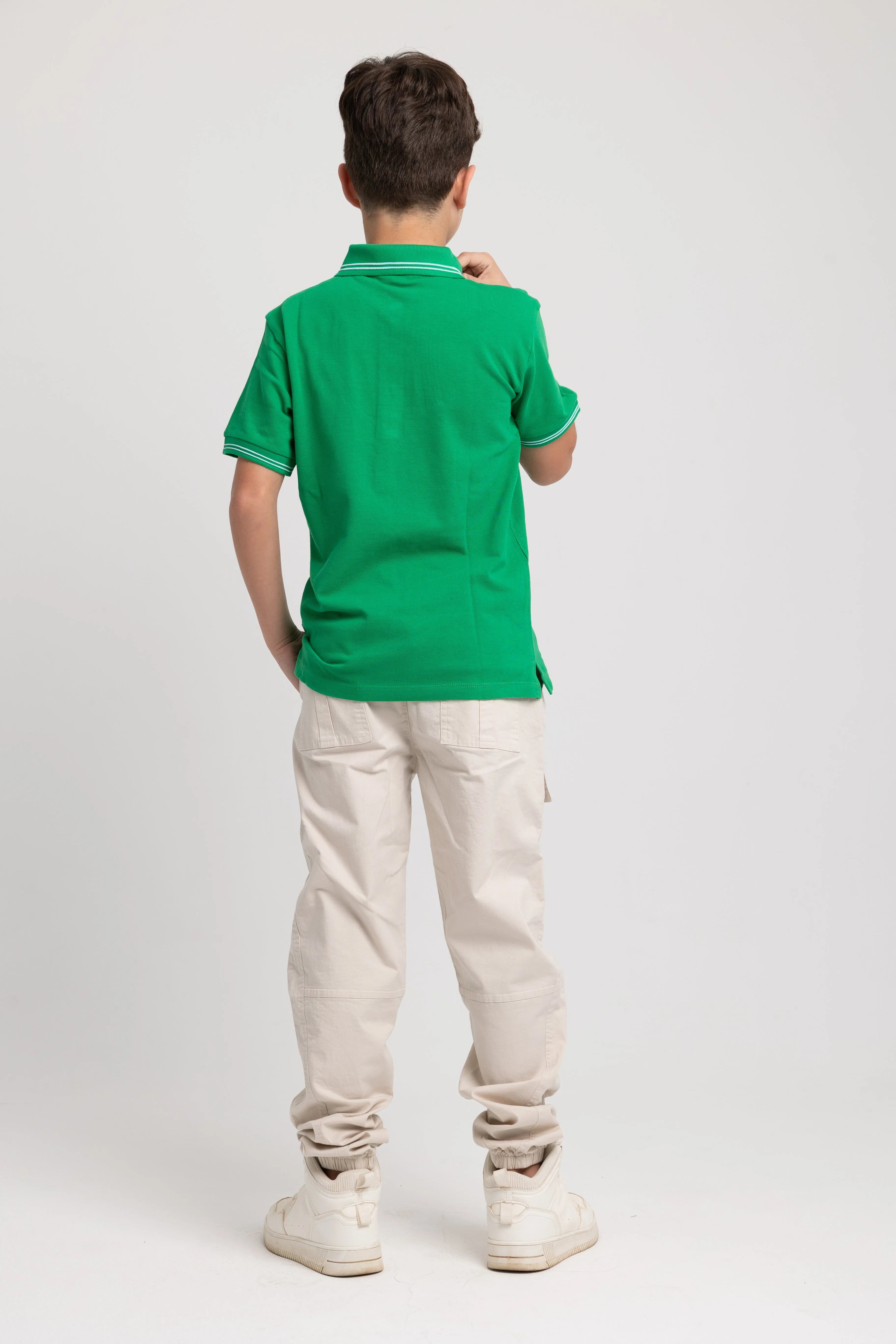 Jungen Baumwoll-Polohemd Uni