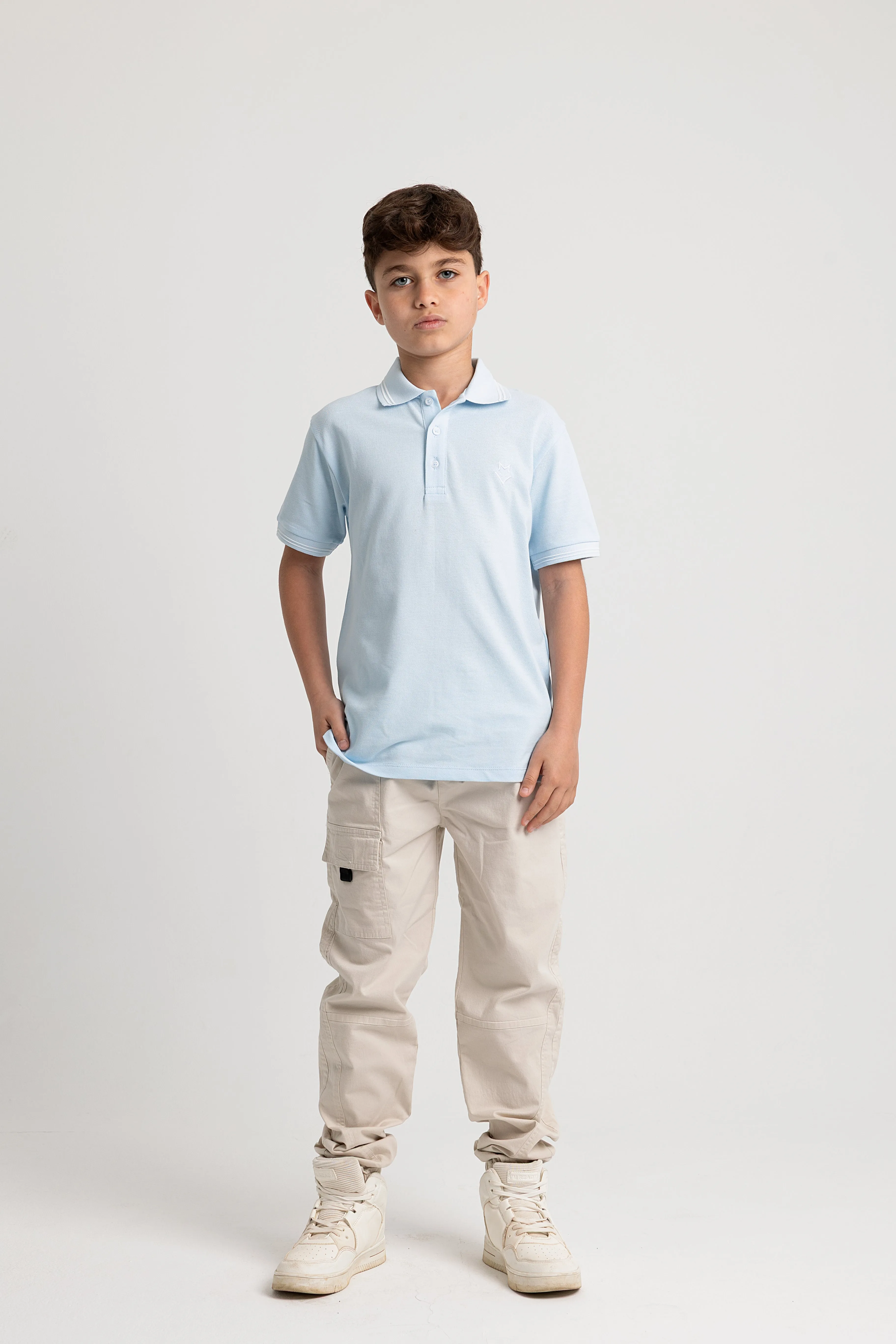 Jungen Baumwoll-Polohemd Uni