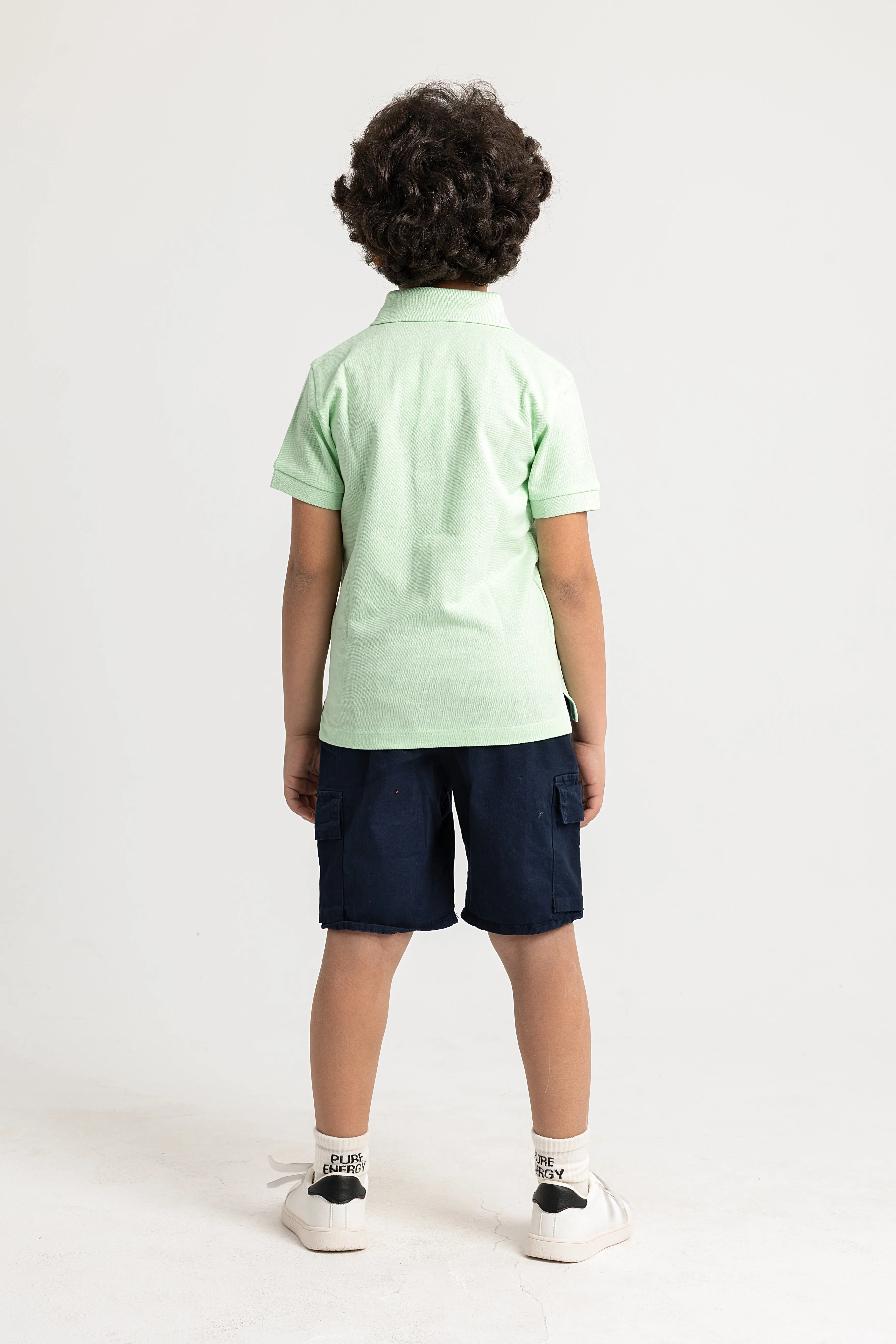 Jungen Baumwoll-Polohemd Uni