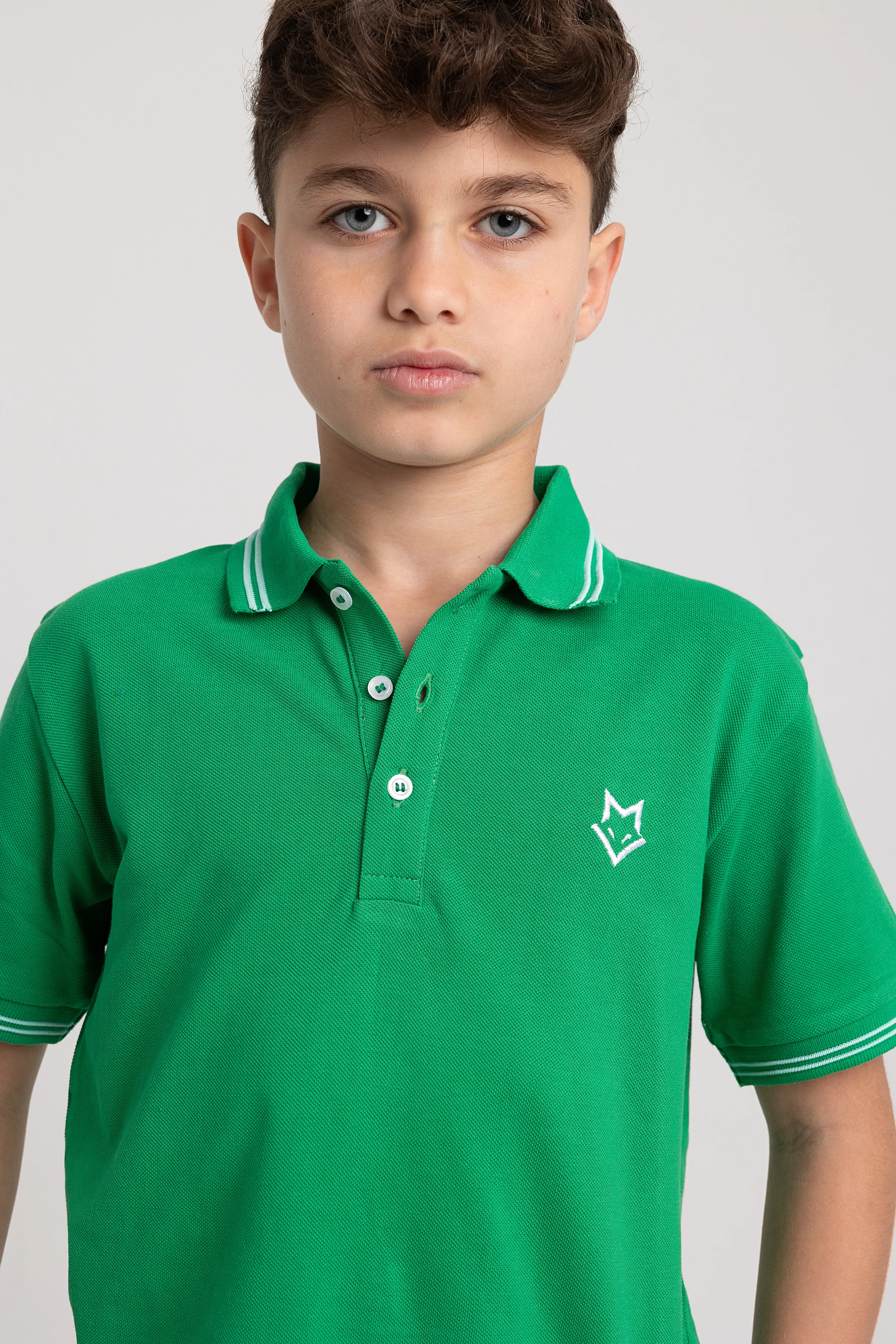Jungen Baumwoll-Polohemd Uni