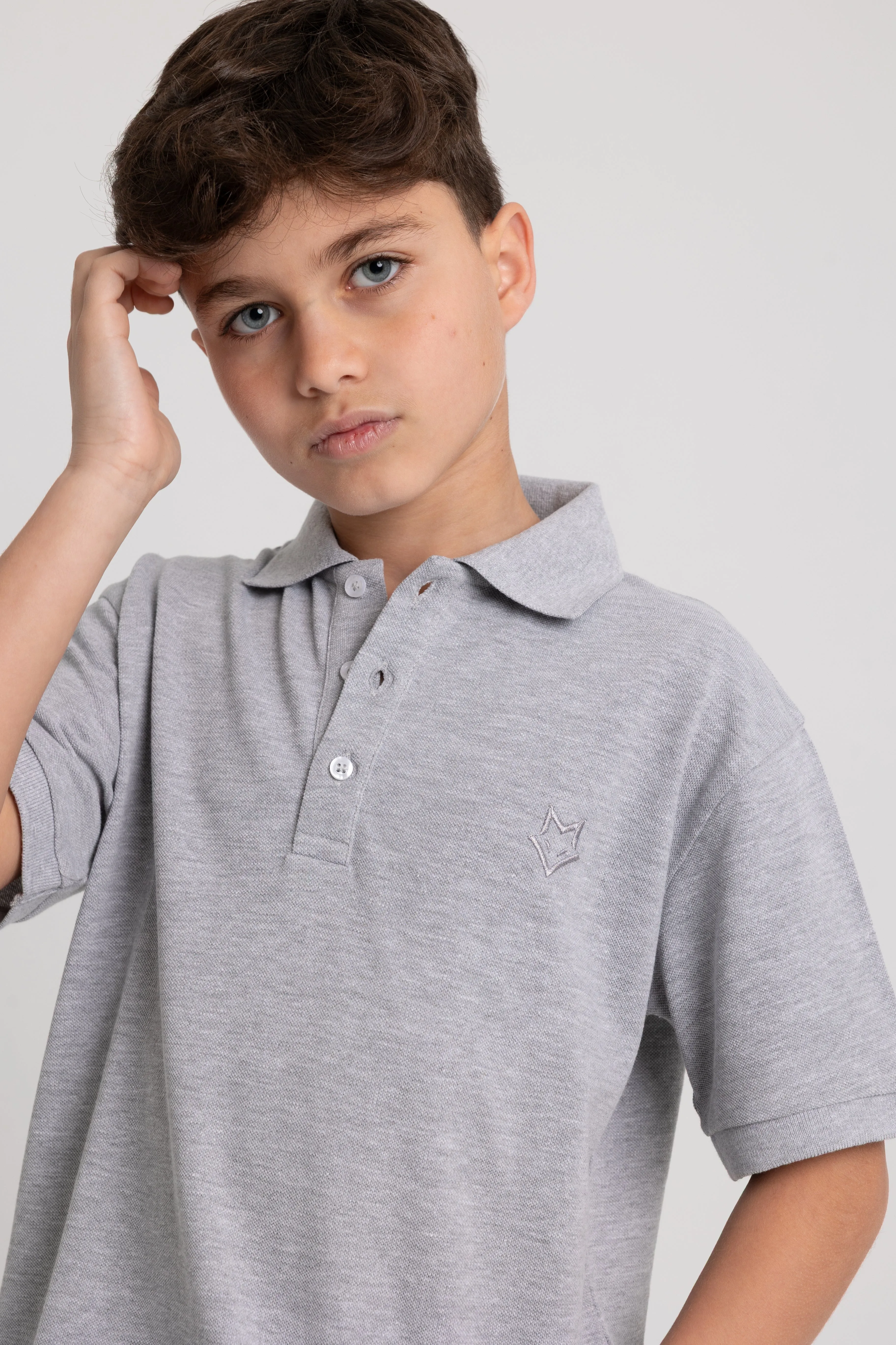 Jungen Baumwoll-Polohemd Uni