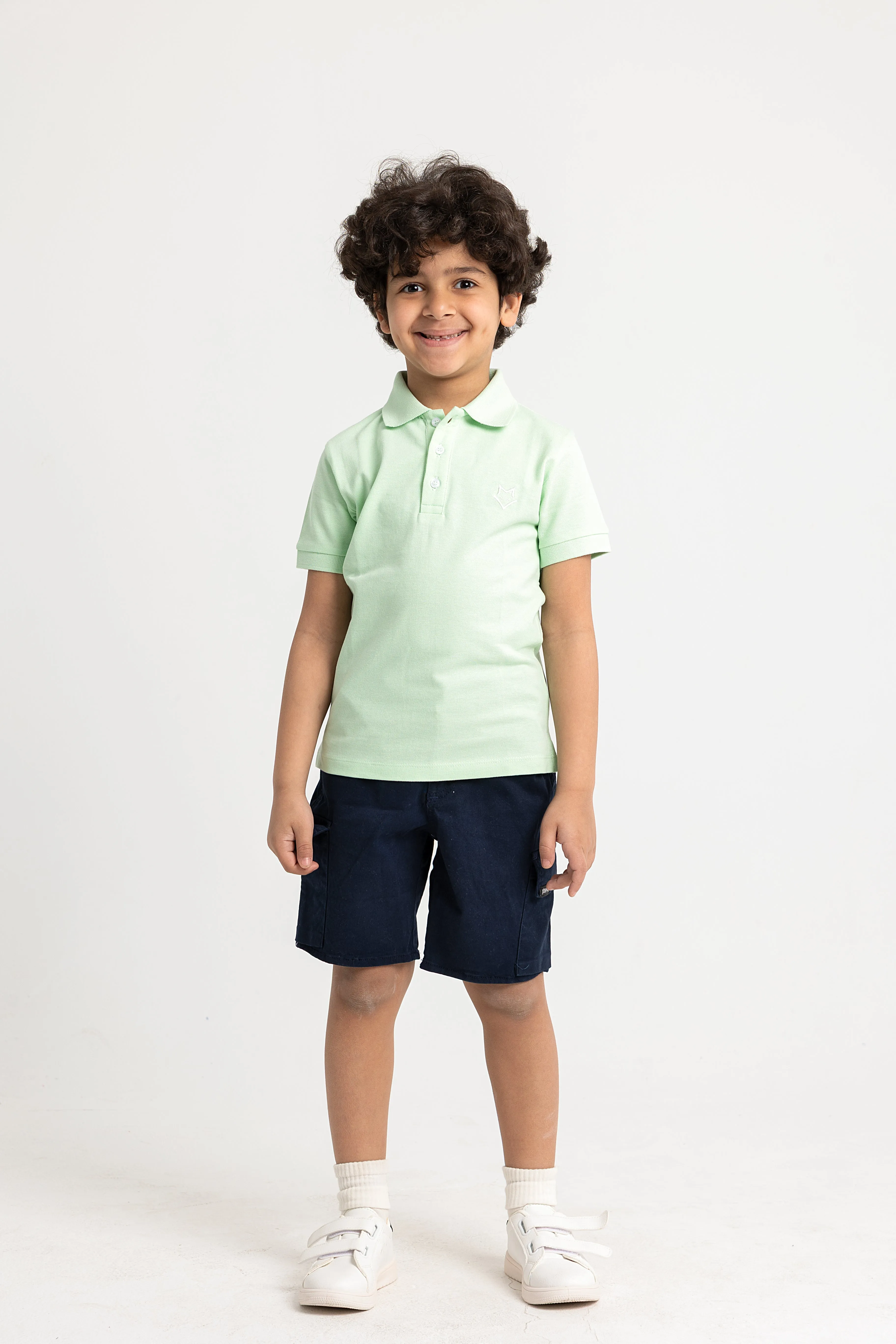 Jungen Baumwoll-Polohemd Uni