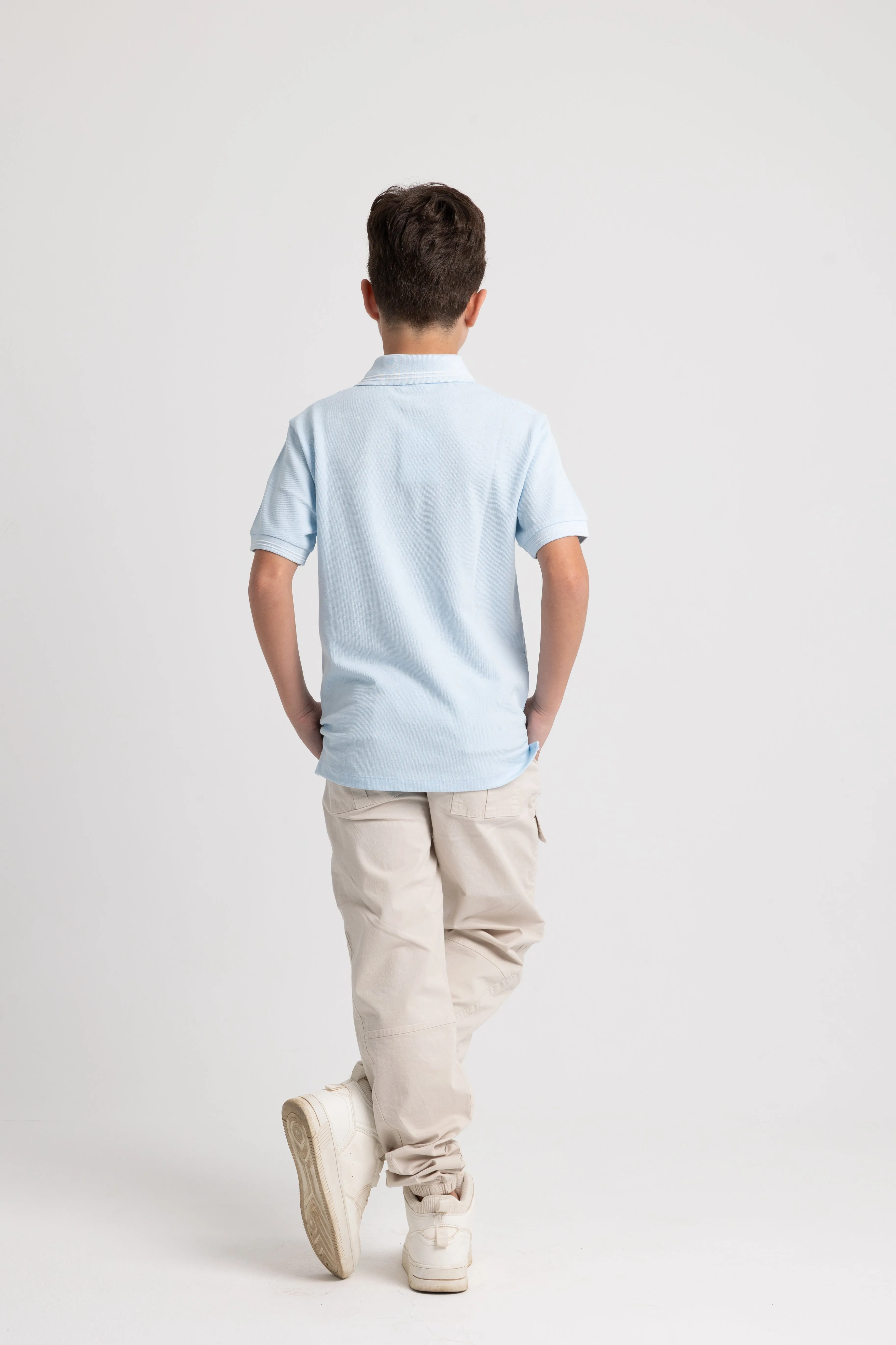 Jungen Baumwoll-Polohemd Uni