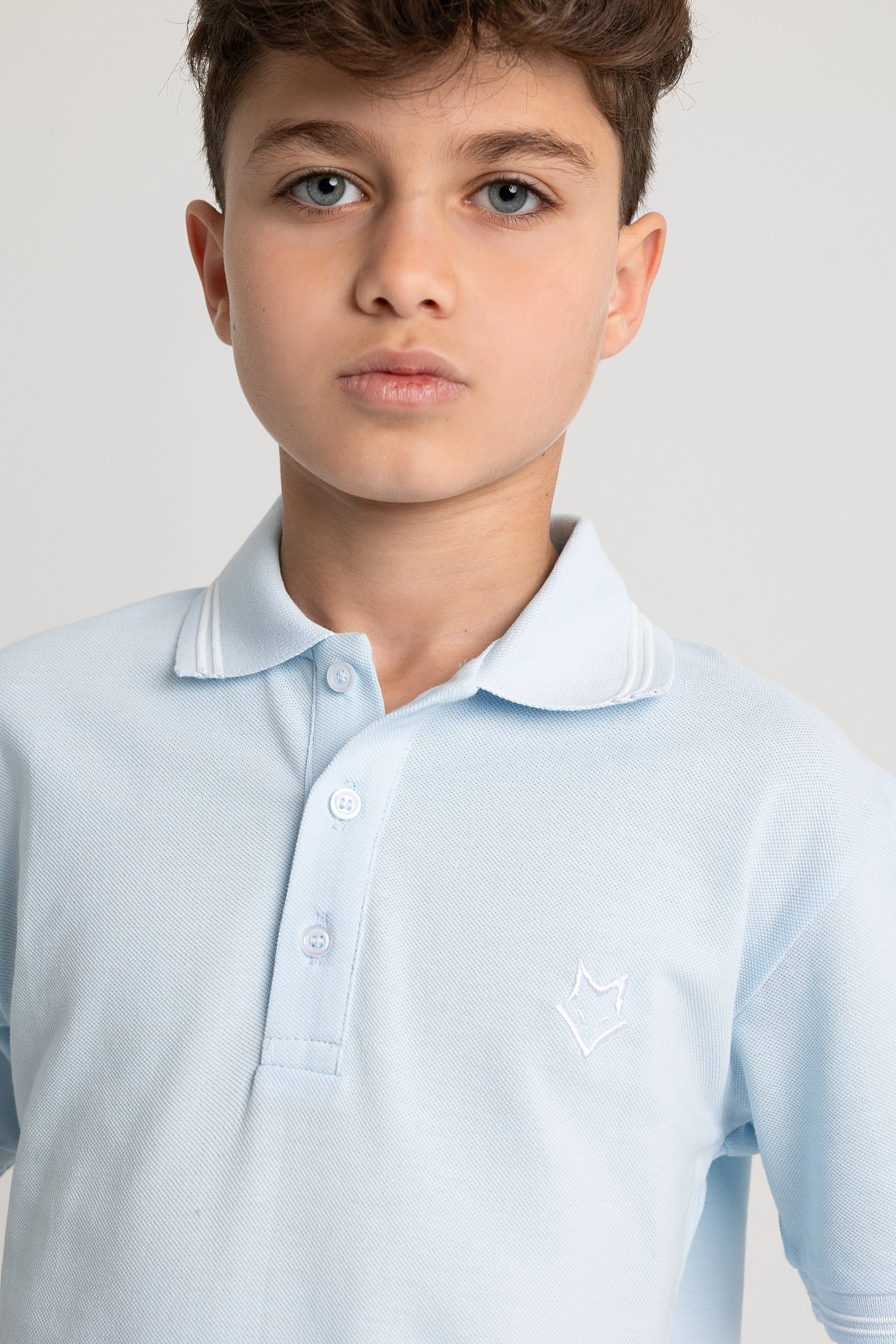 Jungen Baumwoll-Polohemd Uni
