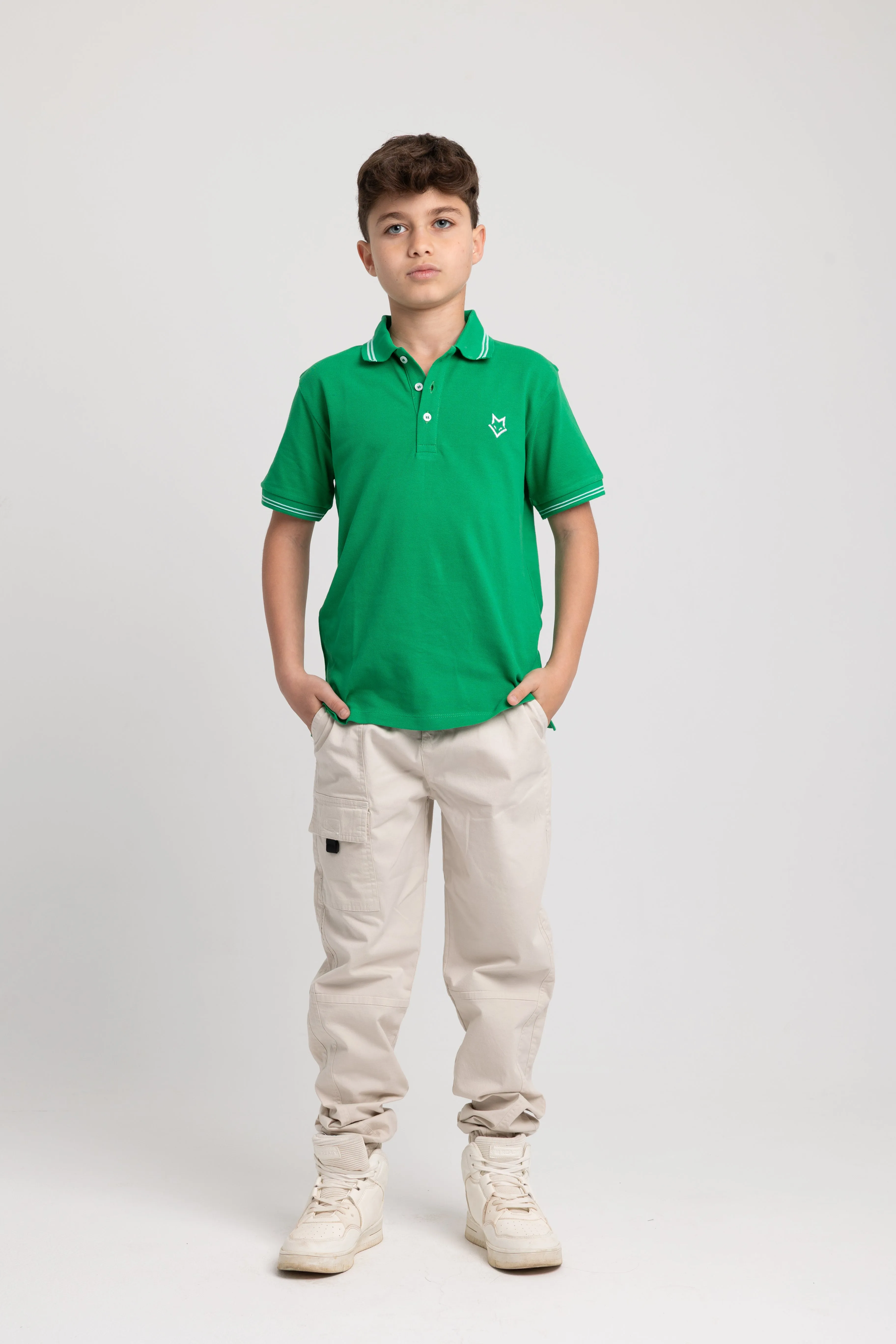 Jungen Baumwoll-Polohemd Uni
