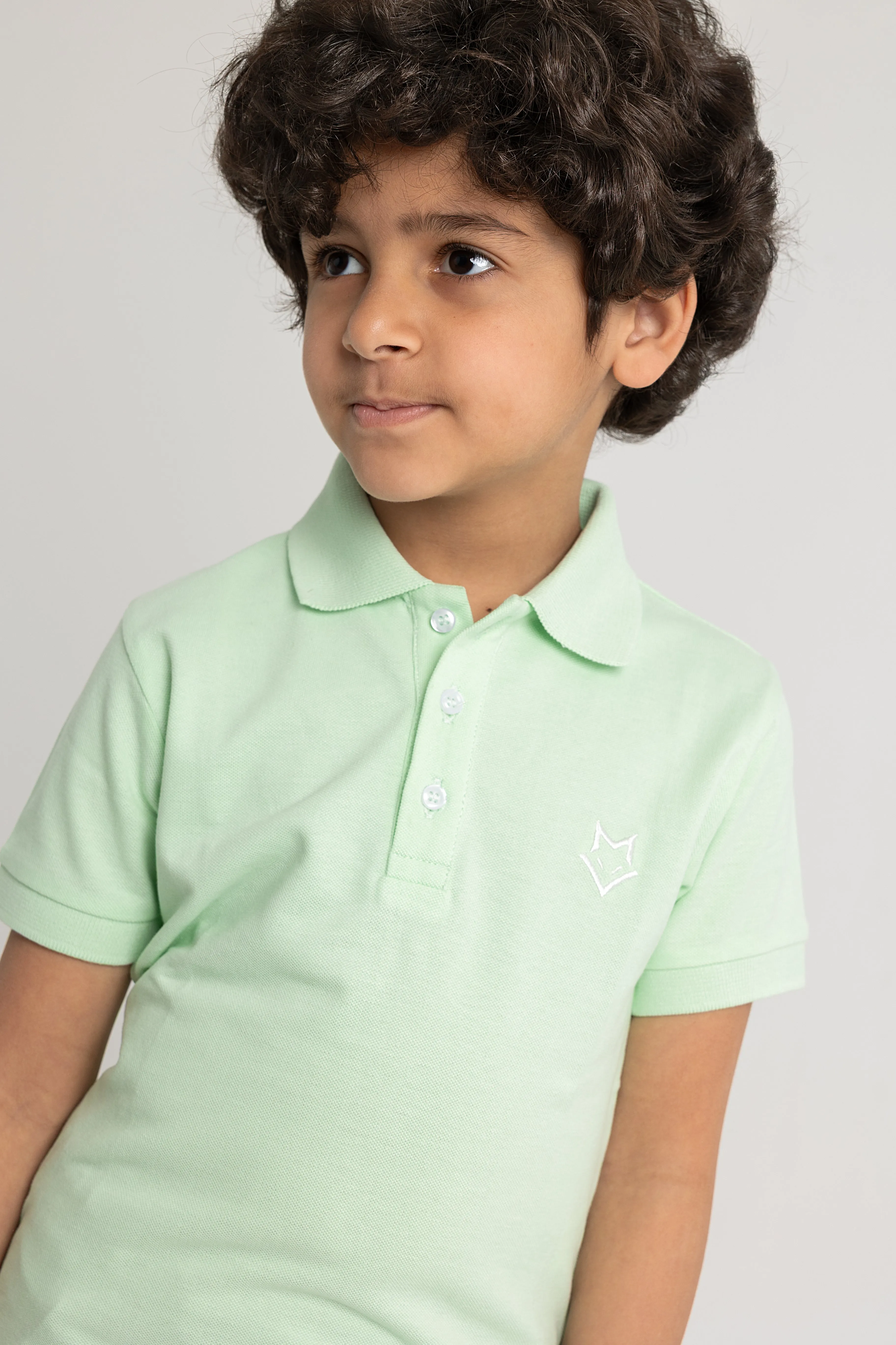 Jungen Baumwoll-Polohemd Uni
