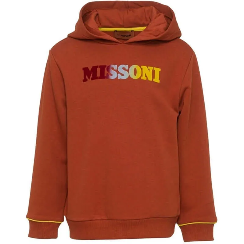 Jungen Baumwoll-Pullover mit Rost-Logo und Kapuze