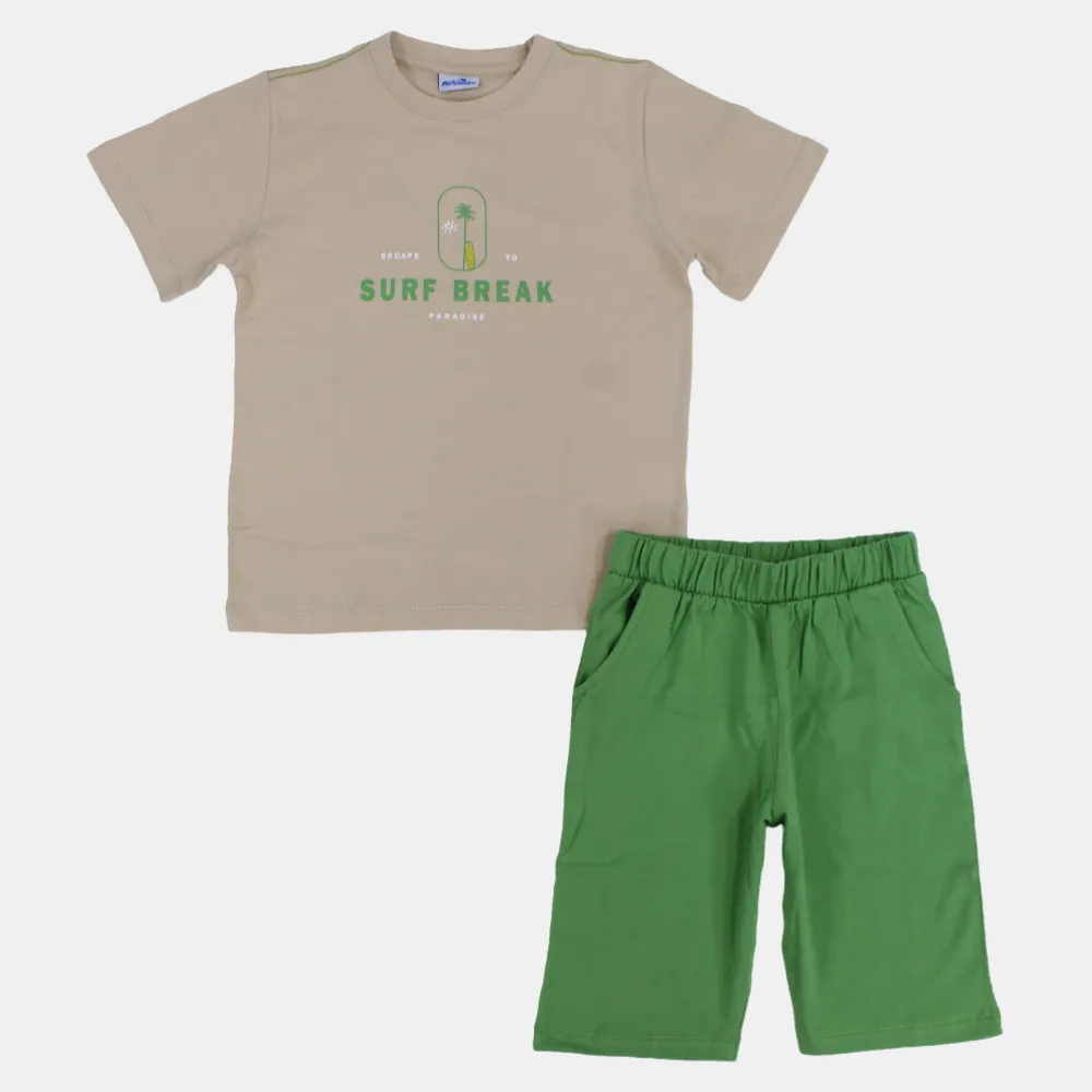 Jungen Baumwoll-Pyjama-Set mit kurzen Ärmeln - 