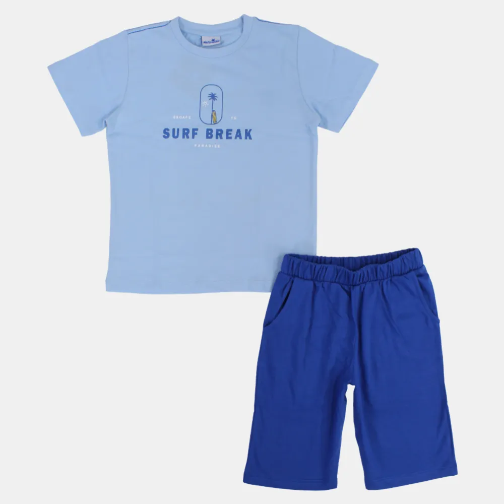 Jungen Baumwoll-Pyjama-Set mit kurzen Ärmeln - 