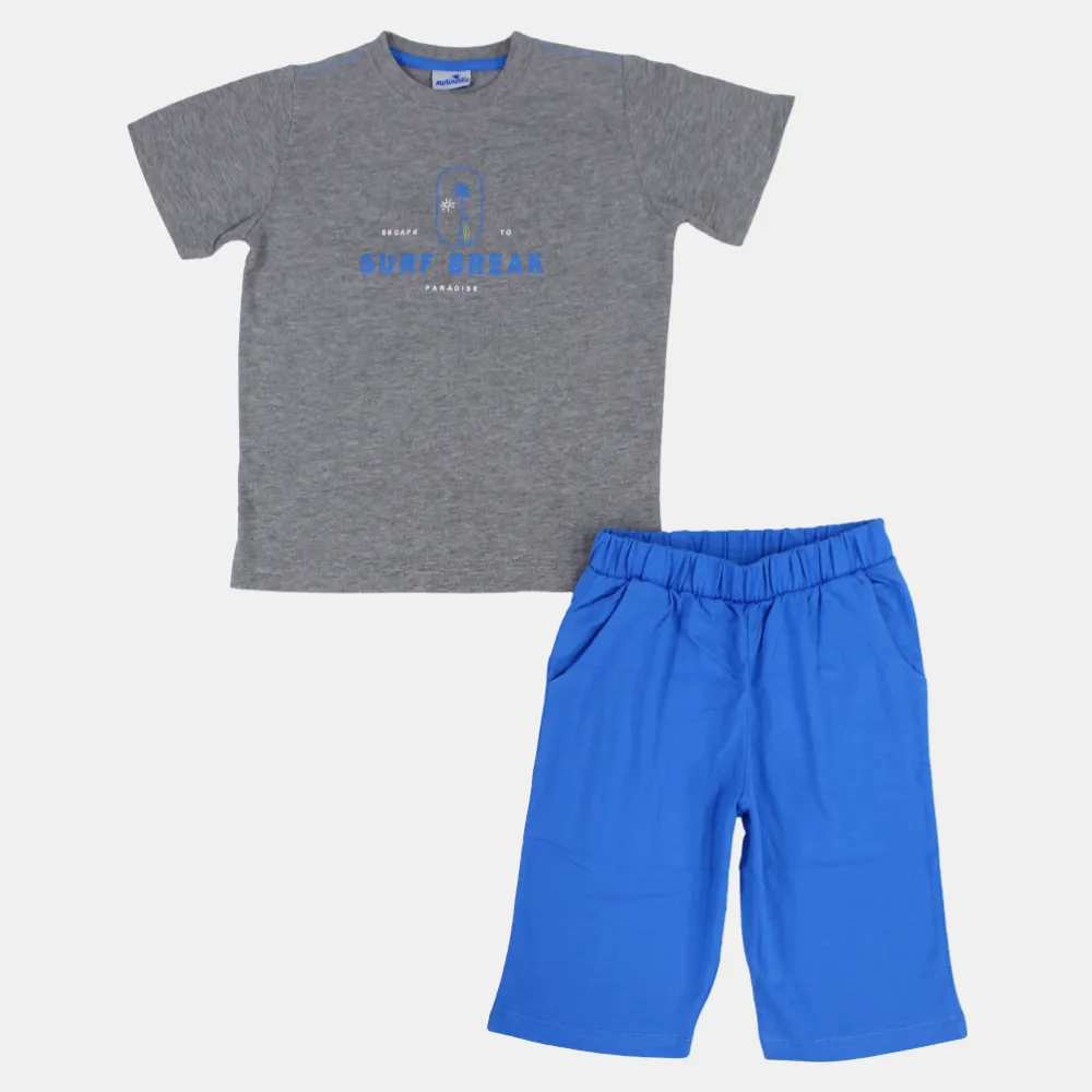 Jungen Baumwoll-Pyjama-Set mit kurzen Ärmeln - 