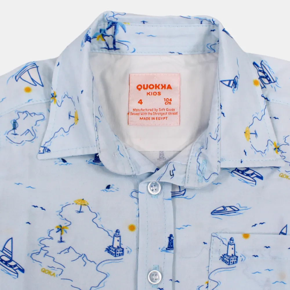 Jungen Baumwoll-Kurzarmhemd mit maritimem Design