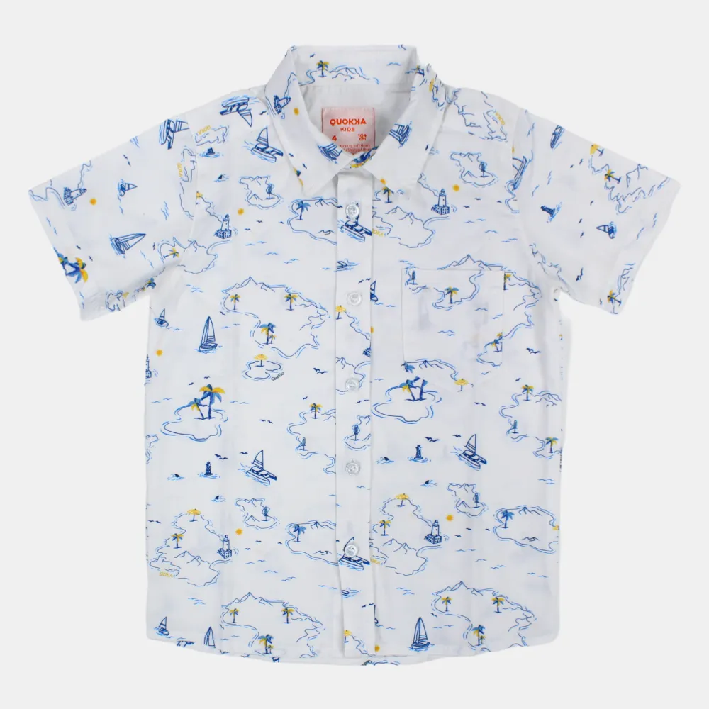 Jungen Baumwoll-Kurzarmhemd mit maritimem Design