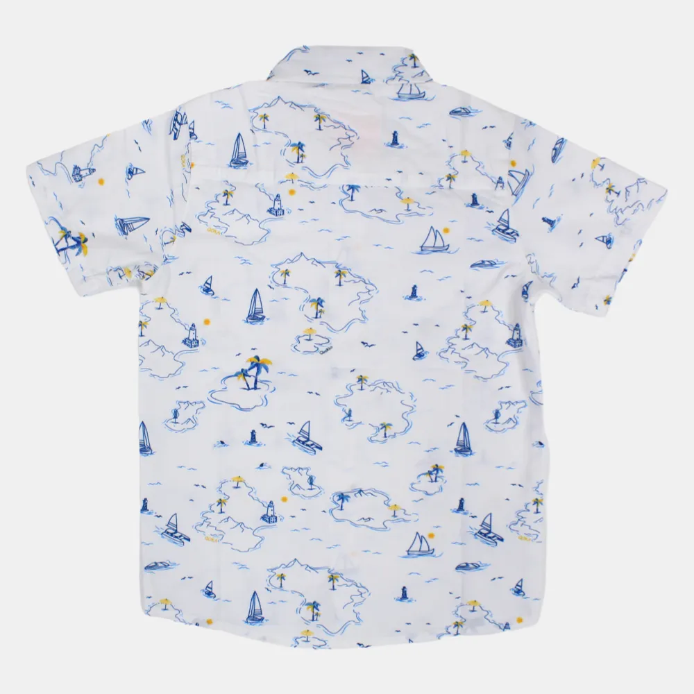 Jungen Baumwoll-Kurzarmhemd mit maritimem Design