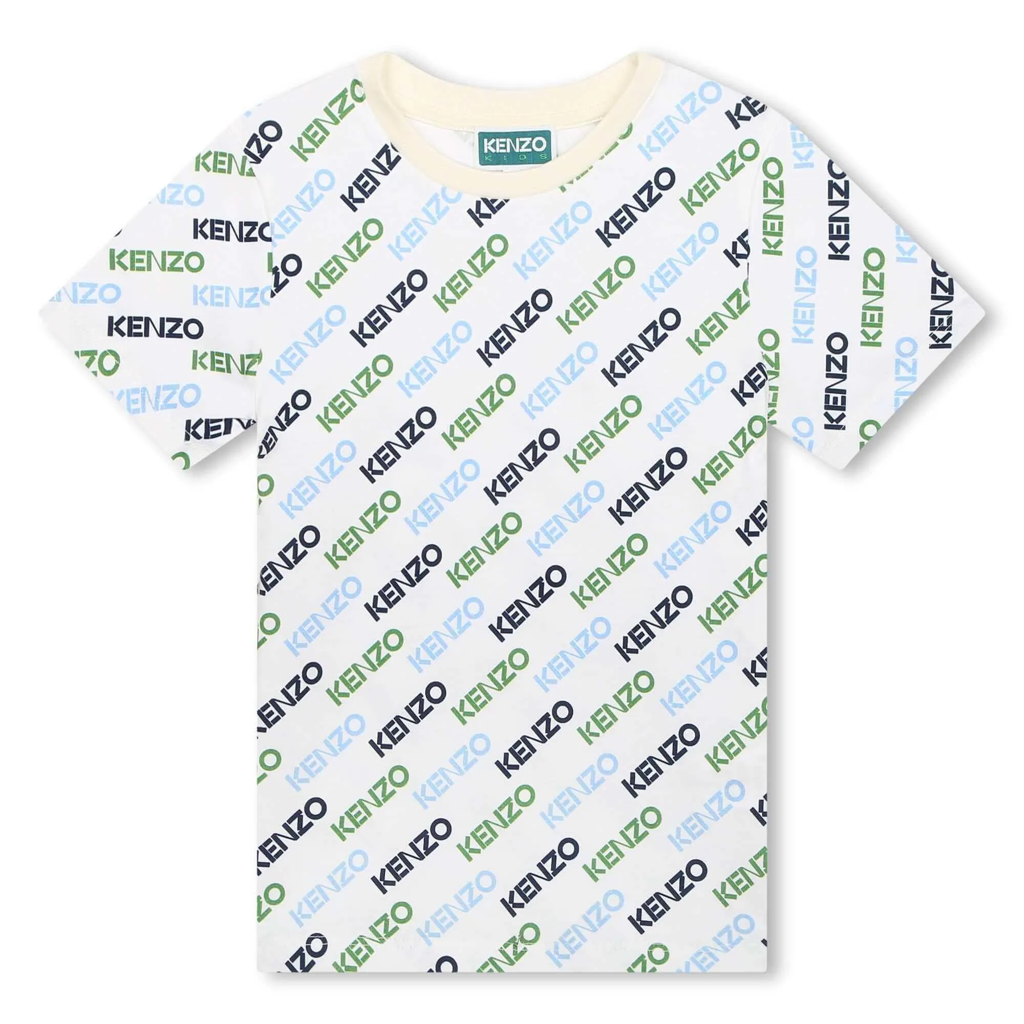Jungen Creme All Over Logo Print T-Shirt