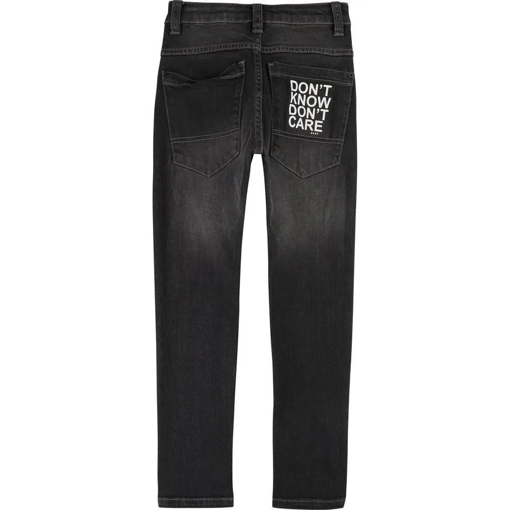 Jungen Dunkelgraue Logo Jeans