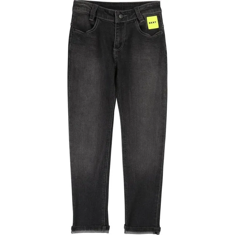 Jungen Dunkelgraue Logo Jeans