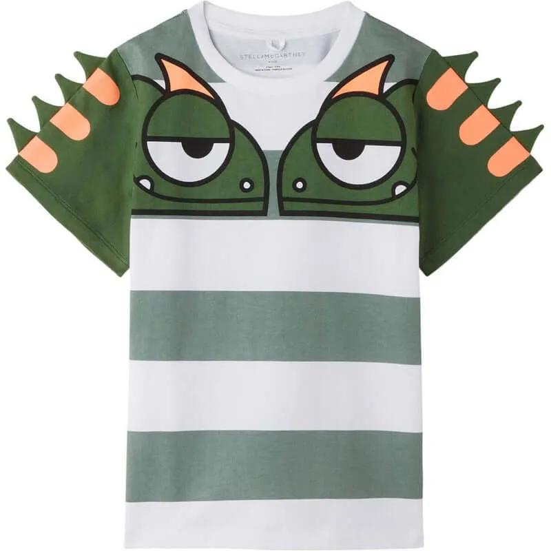 Jungen Grün & Weiß Gestreiftes Gecko T-Shirt