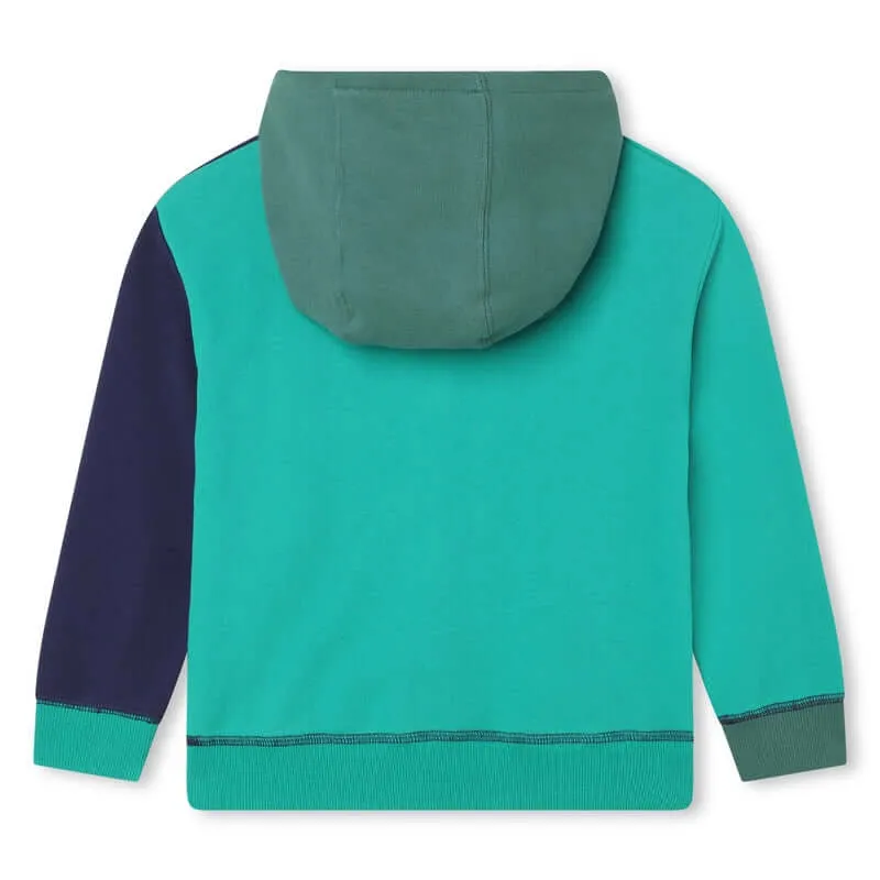 Jungen Grüne Farbblock Kapuzenpullover
