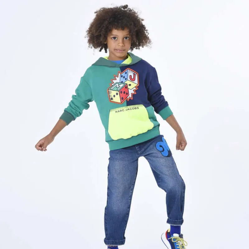 Jungen Grüne Farbblock Kapuzenpullover