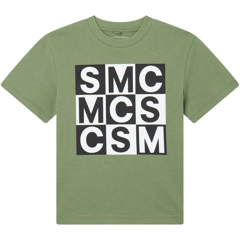 Jungen Grünes Baumwoll-SMC Logo T-Shirt