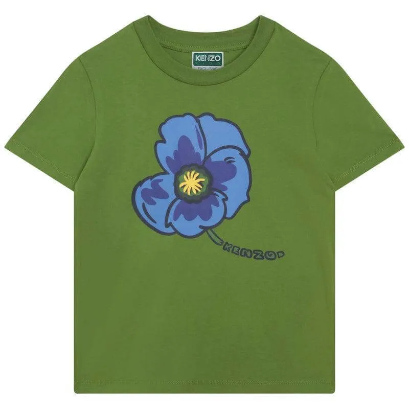 Jungen Grünes Blumen T-Shirt