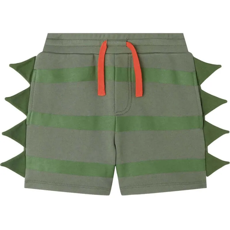 Jungen Grüne Gestreifte Baumwollshorts