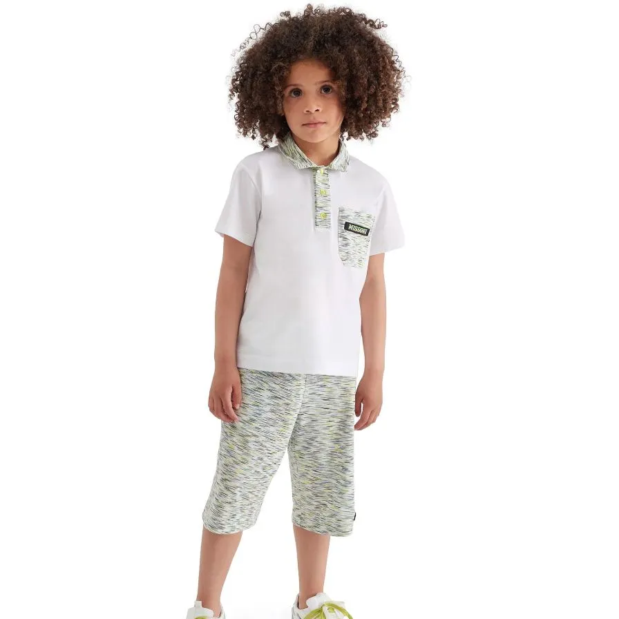 Jungen Grüne Gestreifte Baumwollshorts