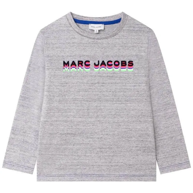 Jungen Graues 3D-Logo Langarm T-Shirt