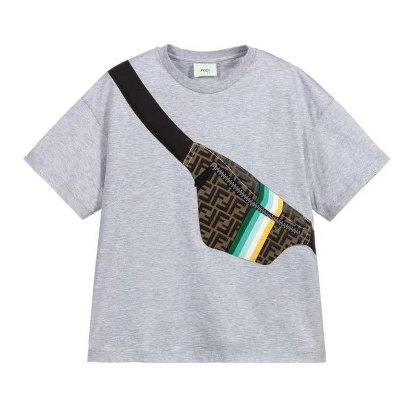 Jungen Graue Tasche Logo T-Shirt