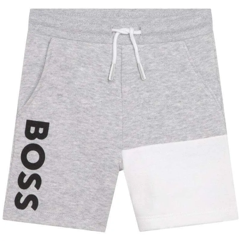 Jungen Graue Farbblock-Logo Shorts