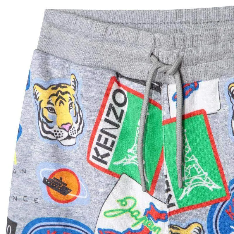 Jungen Graue Baumwollshorts mit Logo-Abzeichen