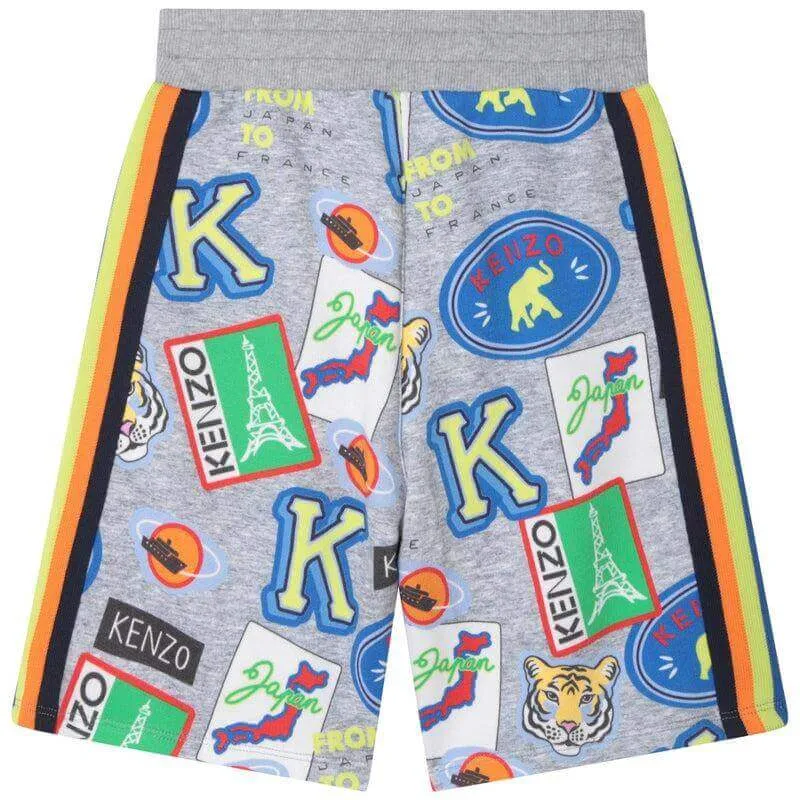 Jungen Graue Baumwollshorts mit Logo-Abzeichen