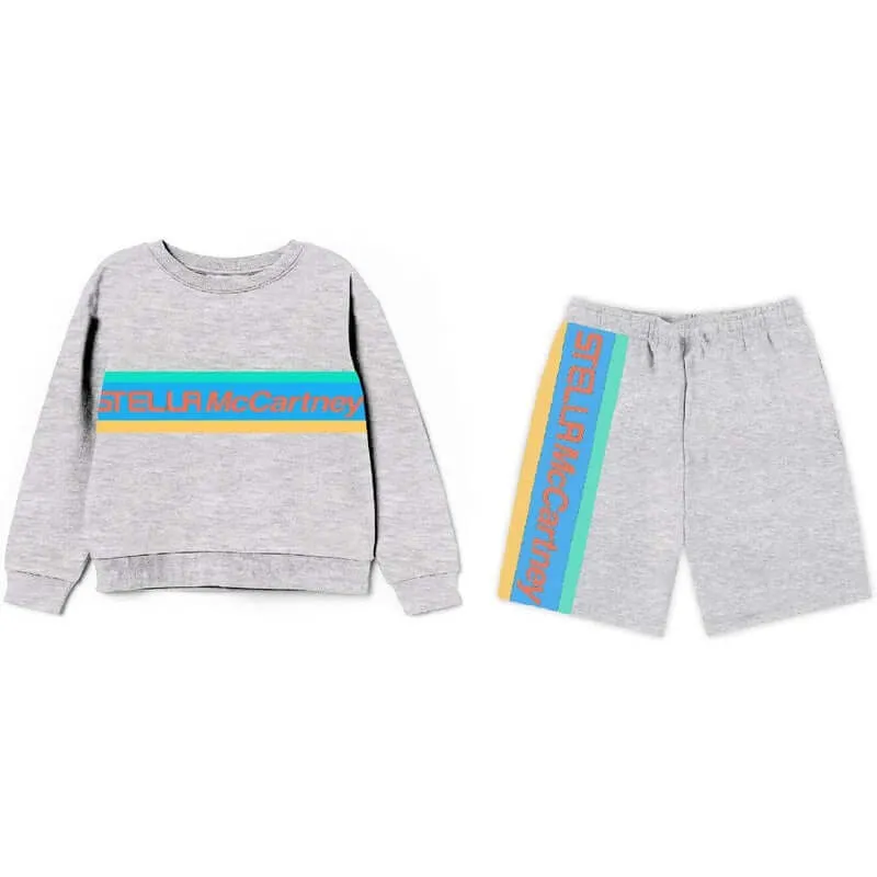 Jungen Graues Baumwoll-Logo-Set
