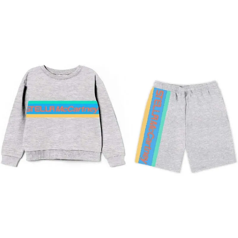Jungen Graues Baumwoll-Logo-Set