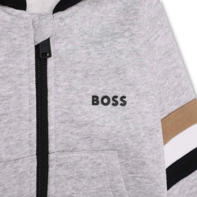 Graue Kapuzen-Cardigan für Jungen