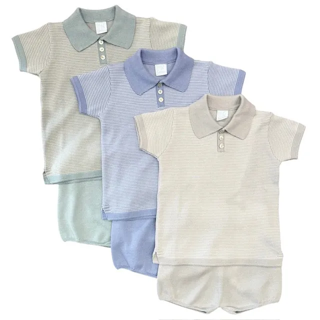 Jungen GRAU Gestrickte Kurzarm-Set