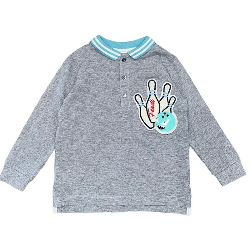 Jungen Graues Polohemd mit langen Ärmeln