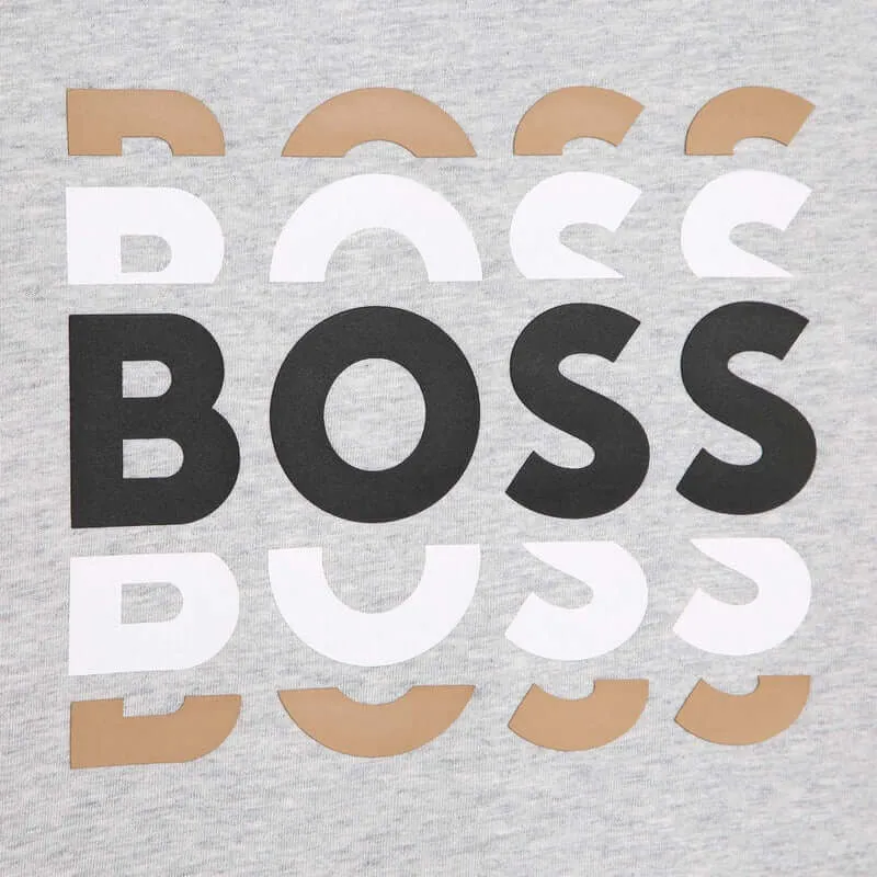 Jungen Graues Kurzarm-Baumwoll-T-Shirt