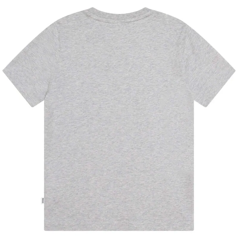Jungen Graues Kurzarm-Baumwoll-T-Shirt