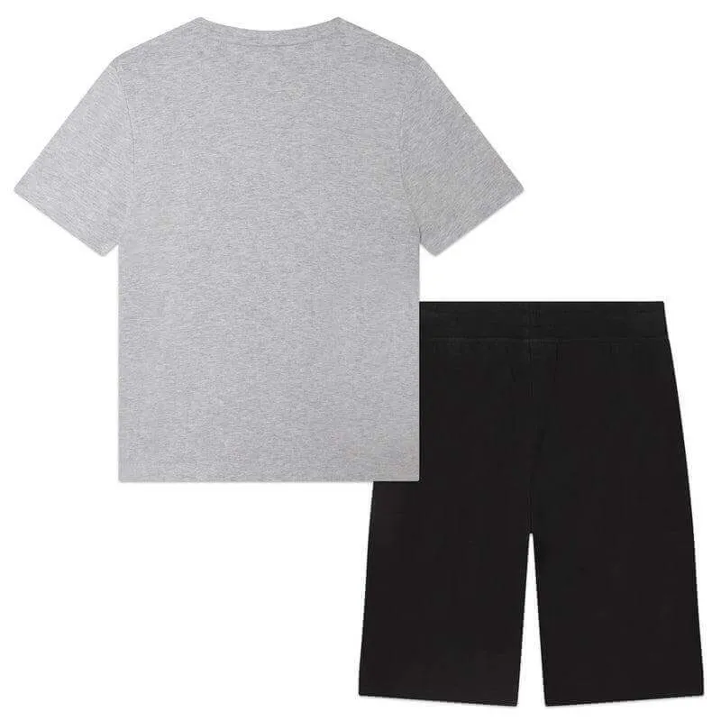 Jungen Graue Tennisplatz Logo Shorts & T-Shirt