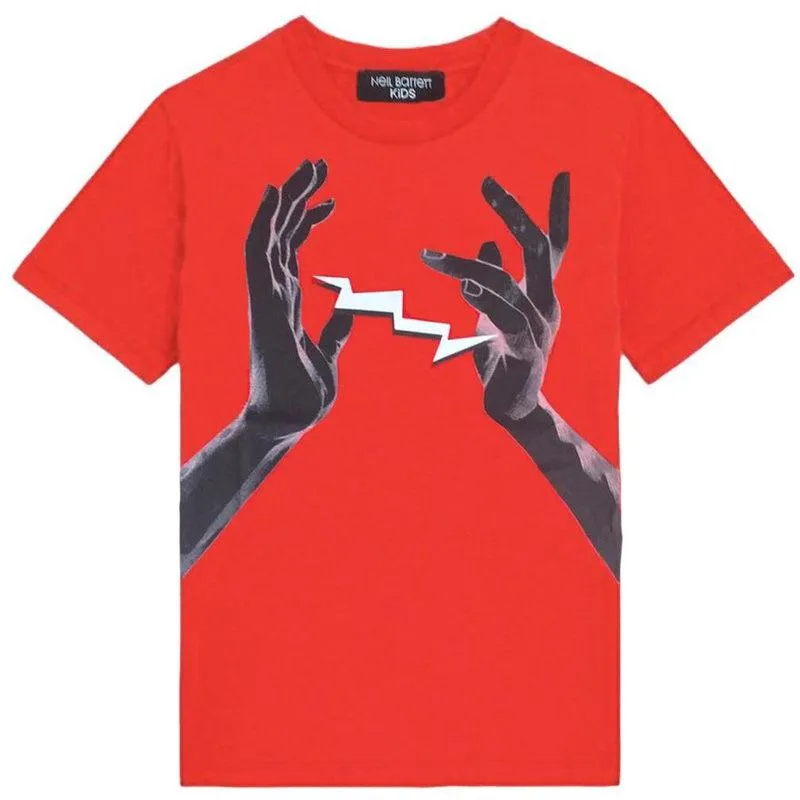 Jungen Hand Thunderbolt Rotes T-Shirt